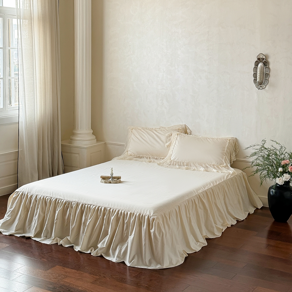 91家纺网 家纺一手货源 找家纺 （总）惯盈家纺 2026新款法式蕾丝韩版床裙款纯色全棉四件套-情书（含买家秀）【控价商品】