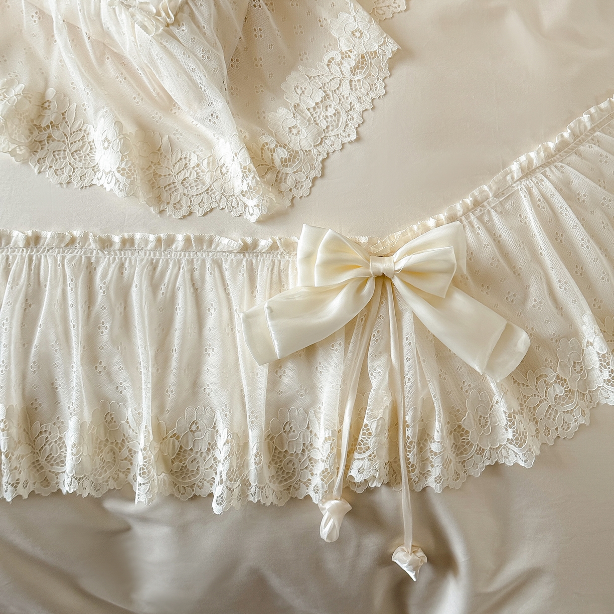 91家纺网 家纺一手货源 找家纺 （总）惯盈家纺 2026新款法式蕾丝韩版床裙款纯色全棉四件套-情书（含买家秀）【控价商品】