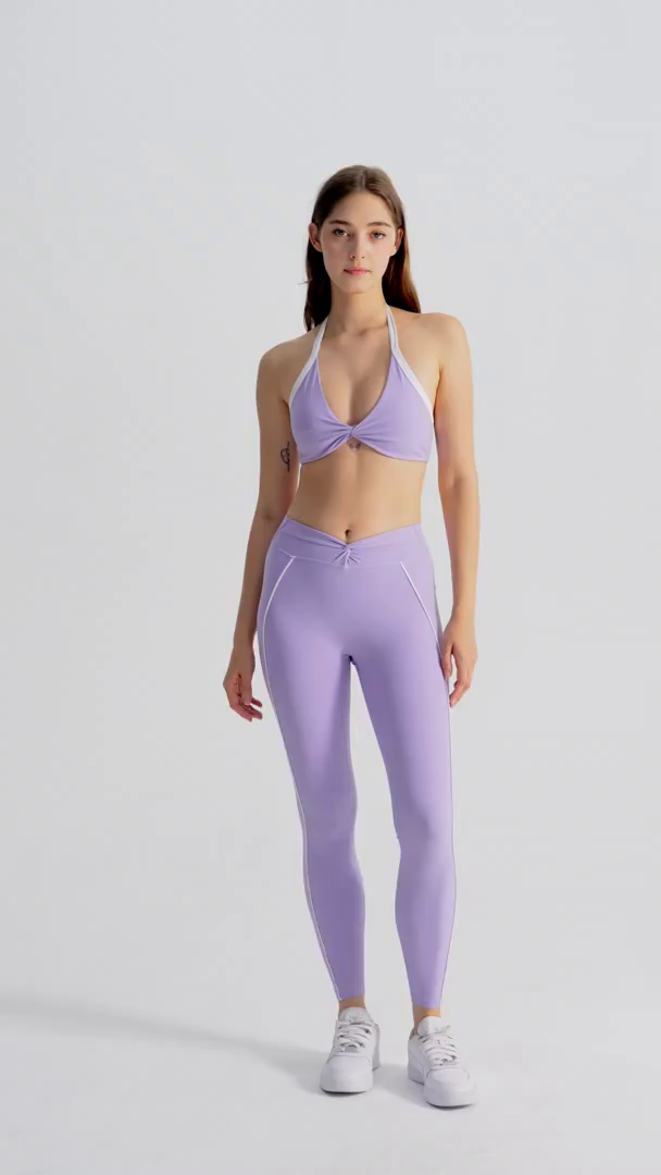 91家纺网 家纺一手货源 找家纺 （总）沐珩家纺 2026新款跨境撞色扭结高腰提臀瑜伽短裤长裤吊带跑步运动内衣瑜伽服套装女