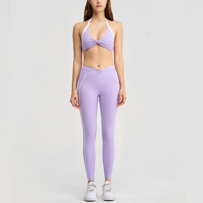 91家纺网 家纺一手货源 找家纺 （总）沐珩家纺 2026新款跨境撞色扭结高腰提臀瑜伽短裤长裤吊带跑步运动内衣瑜伽服套装女