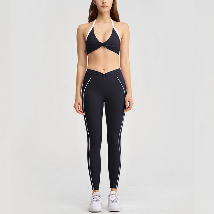 91家纺网 家纺一手货源 找家纺 （总）沐珩家纺 2026新款跨境撞色扭结高腰提臀瑜伽短裤长裤吊带跑步运动内衣瑜伽服套装女