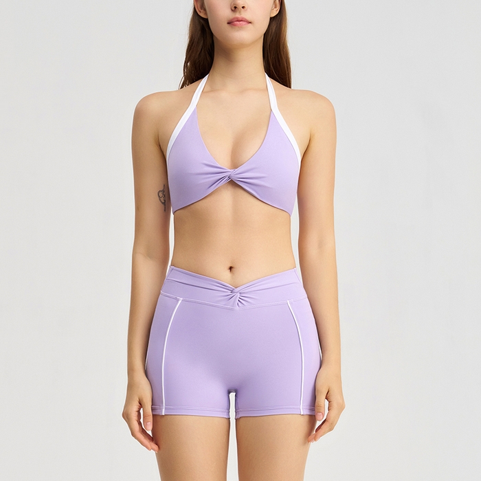 91家纺网 家纺一手货源 找家纺 （总）沐珩家纺 2026新款跨境撞色扭结高腰提臀瑜伽短裤长裤吊带跑步运动内衣瑜伽服套装女