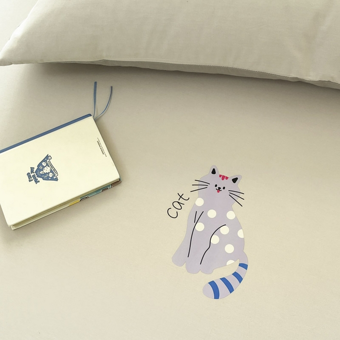 91家纺网 家纺一手货源 找家纺 泽西家纺+V17798841158发大图 2026新品13376加密全棉卡通床笠三件套纯棉单床笠 幸运猫-浅米灰