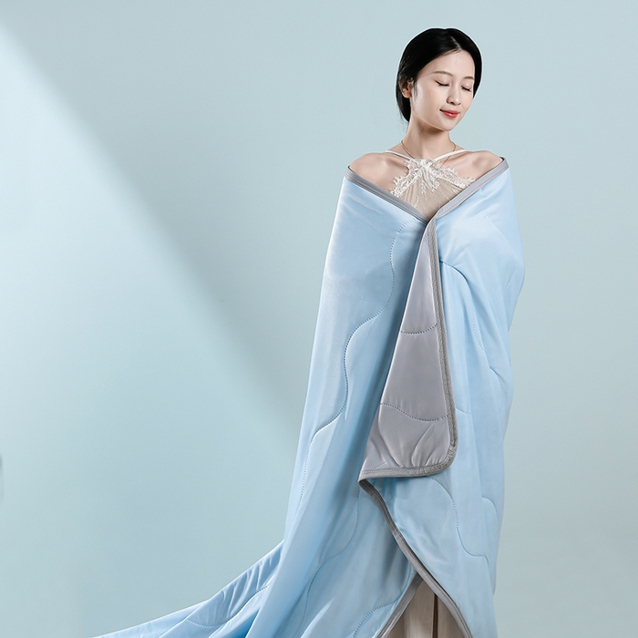 91家纺网 家纺一手货源 找家纺 预言家纺 2026新款深睡双感双重凉感丝夏凉被被子被芯 海洋天蓝