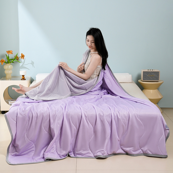 91家纺网 家纺一手货源 找家纺 预言家纺 2026新款深睡双感双重凉感丝夏凉被被子被芯 海洋浅紫