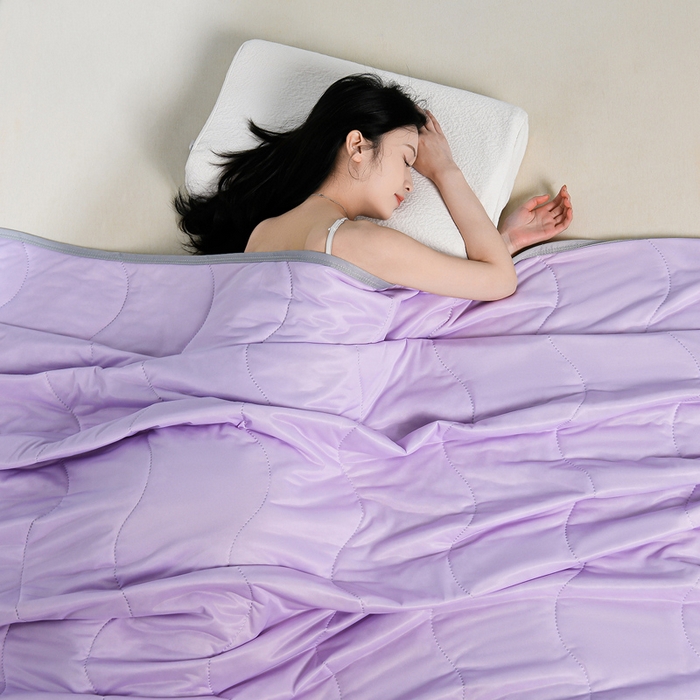 91家纺网 家纺一手货源 找家纺 预言家纺 2026新款深睡双感双重凉感丝夏凉被被子被芯 海洋浅紫