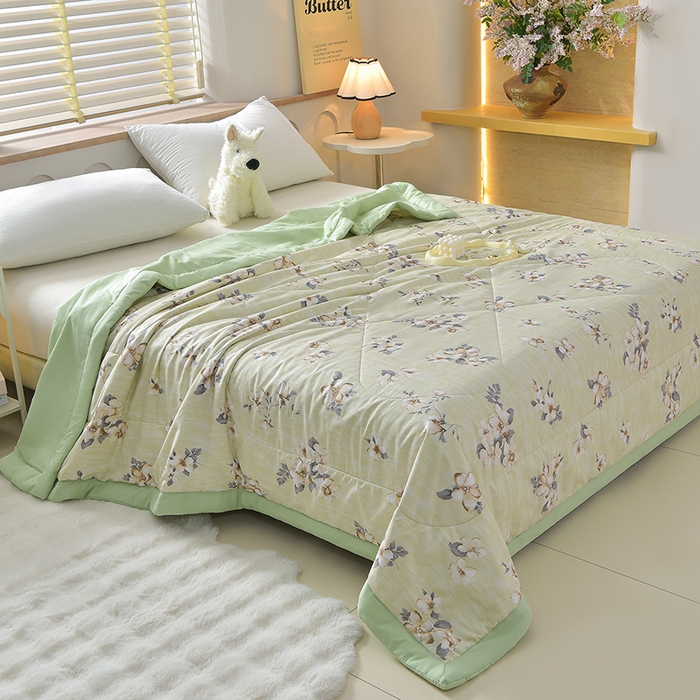 91家纺网 家纺一手货源 找家纺 预言家纺 2026新款云朵棉印花夏被空调被被子被芯夏凉被 春满园