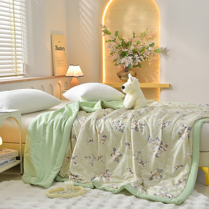 91家纺网 家纺一手货源 找家纺 预言家纺 2026新款云朵棉印花夏被空调被被子被芯夏凉被 春满园