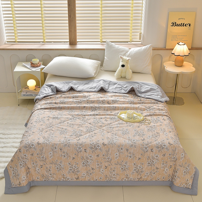 91家纺网 家纺一手货源 找家纺 预言家纺 2026新款云朵棉印花夏被空调被被子被芯夏凉被 花期-橙