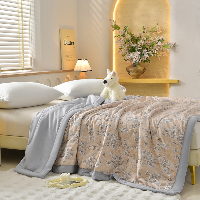 91家纺网 家纺一手货源 找家纺 预言家纺 2026新款云朵棉印花夏被空调被被子被芯夏凉被 花期-橙