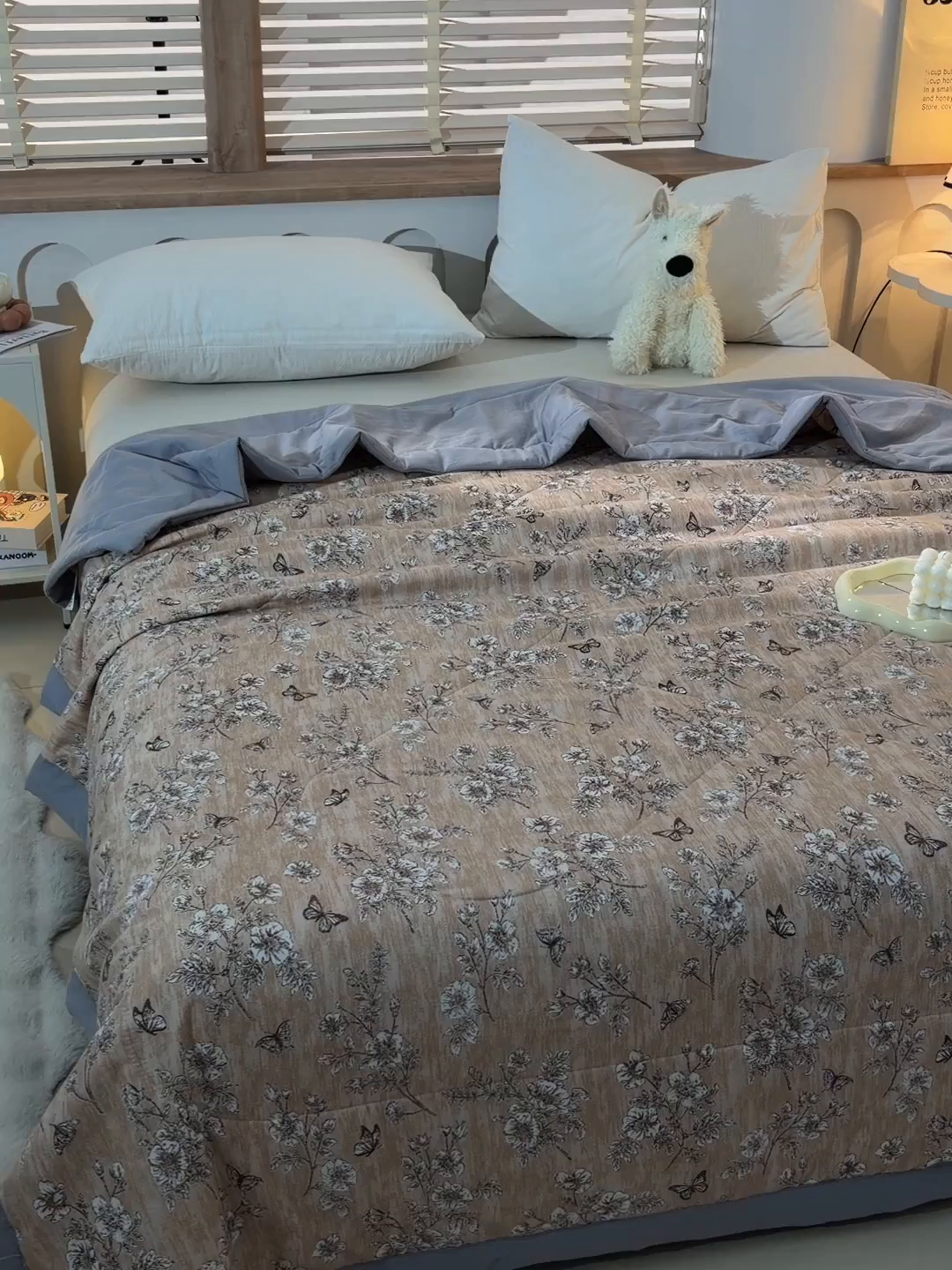 91家纺网 家纺一手货源 找家纺 预言家纺 2026新款云朵棉印花夏被空调被被子被芯夏凉被 花期-橙