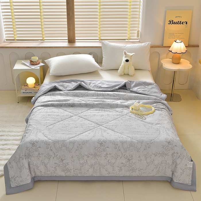 91家纺网 家纺一手货源 找家纺 预言家纺 2026新款云朵棉印花夏被空调被被子被芯夏凉被 叶情