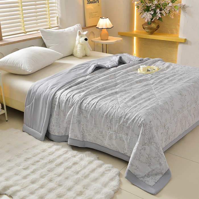 91家纺网 家纺一手货源 找家纺 预言家纺 2026新款云朵棉印花夏被空调被被子被芯夏凉被 叶情