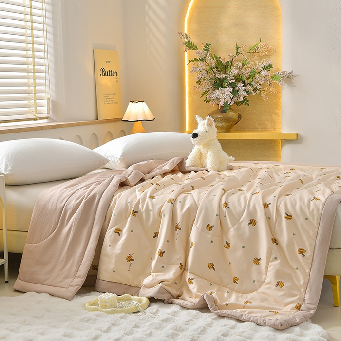 91家纺网 家纺一手货源 找家纺 预言家纺 2026新款云朵棉印花夏被空调被被子被芯夏凉被 小蘑菇