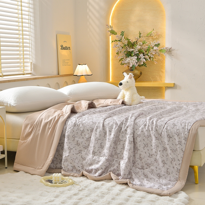 91家纺网 家纺一手货源 找家纺 预言家纺 2026新款云朵棉印花夏被空调被被子被芯夏凉被 蜜语-橙