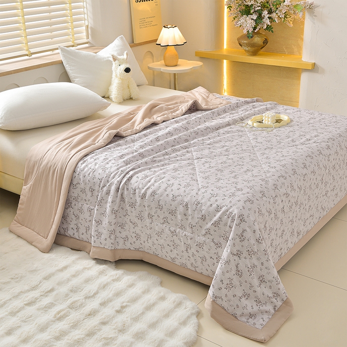 91家纺网 家纺一手货源 找家纺 预言家纺 2026新款云朵棉印花夏被空调被被子被芯夏凉被 蜜语-橙