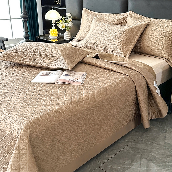 91家纺网 家纺一手货源 找家纺 （总）欧夏家纺 2026新款欧式夏季凉感莱赛尔天丝床盖三件套夹棉床盖床褥直播供货