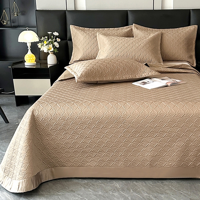 91家纺网 家纺一手货源 找家纺 （总）欧夏家纺 2026新款欧式夏季凉感莱赛尔天丝床盖三件套夹棉床盖床褥直播供货