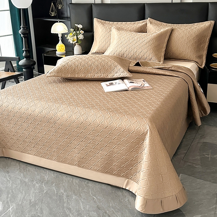 91家纺网 家纺一手货源 找家纺 （总）欧夏家纺 2026新款欧式夏季凉感莱赛尔天丝床盖三件套夹棉床盖床褥直播供货