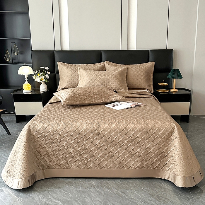 91家纺网 家纺一手货源 找家纺 （总）欧夏家纺 2026新款欧式夏季凉感莱赛尔天丝床盖三件套夹棉床盖床褥直播供货