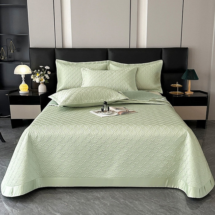 91家纺网 家纺一手货源 找家纺 （总）欧夏家纺 2026新款欧式夏季凉感莱赛尔天丝床盖三件套夹棉床盖床褥直播供货