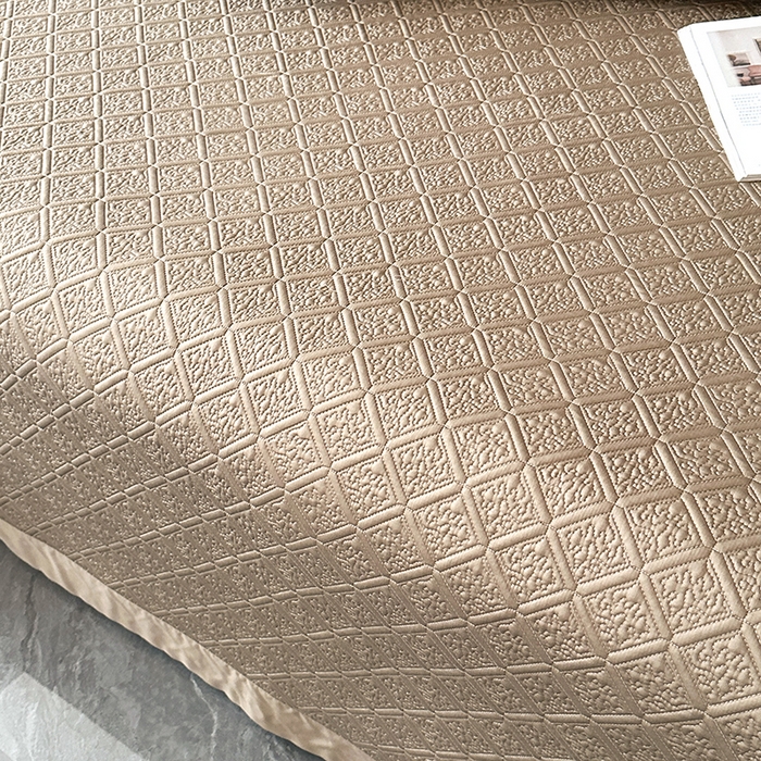 91家纺网 家纺一手货源 找家纺 欧夏家纺 2026新款欧式夏季凉感莱赛尔天丝床盖三件套夹棉床盖床褥直播供货 大象棕