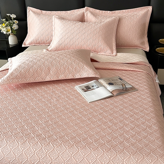 91家纺网 家纺一手货源 找家纺 欧夏家纺 2026新款欧式夏季凉感莱赛尔天丝床盖三件套夹棉床盖床褥直播供货 美玉色