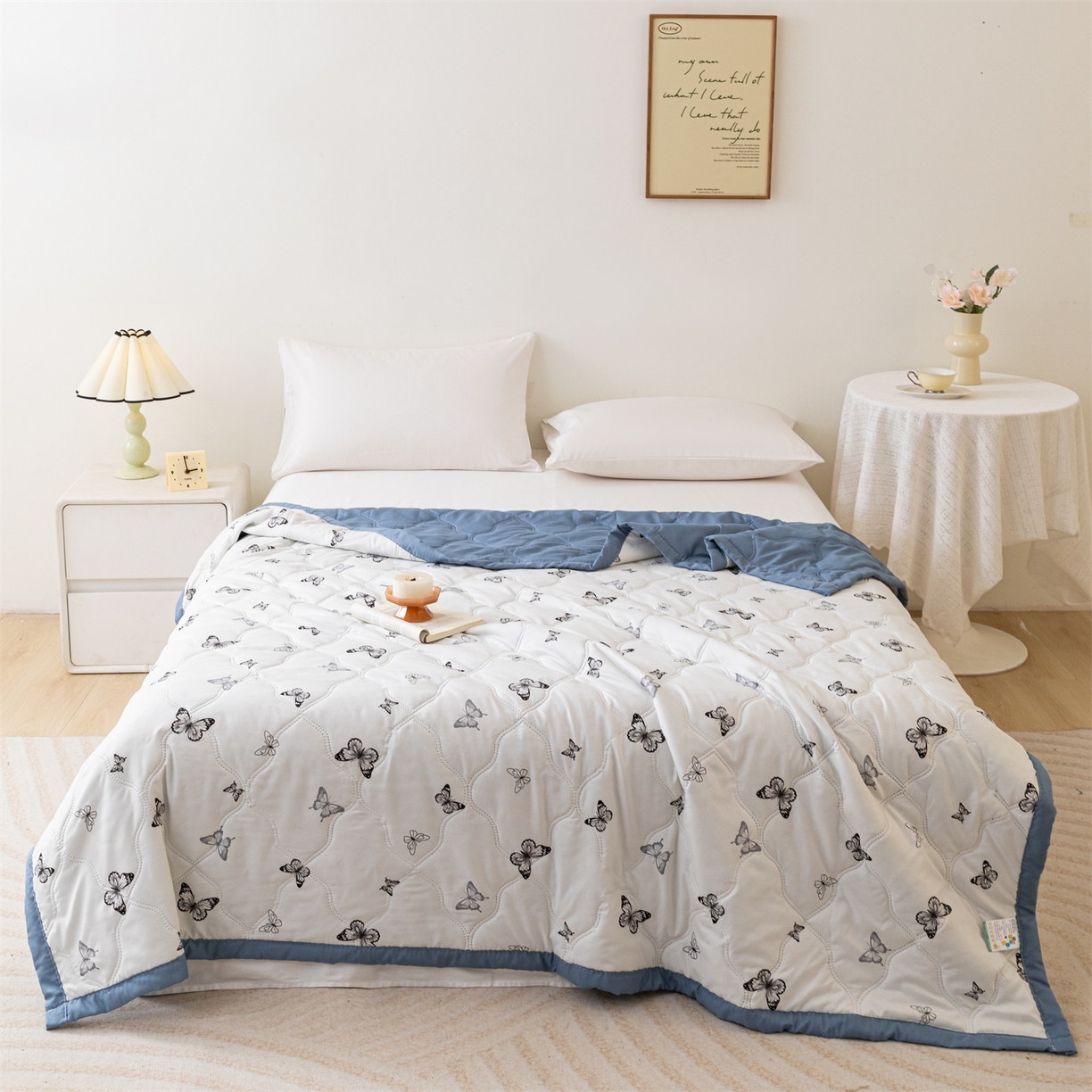 91家纺网 家纺一手货源 找家纺 伊凡 2025新款亲肤磨毛印花夏凉被空调被子薄盖毯被 绚丽蝶韵