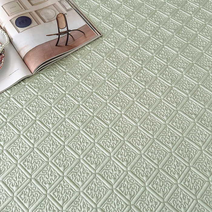 91家纺网 家纺一手货源 找家纺 欧夏家纺 2026新款欧式夏季凉感莱赛尔天丝床盖三件套夹棉床盖床褥直播供货 牛油果绿