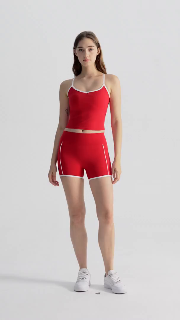 91家纺网 家纺一手货源 找家纺 （总）沐珩家纺 2026新款健身上衣吊带性感细肩带撞色白条挂脖运动内衣文胸背心瑜伽套装女