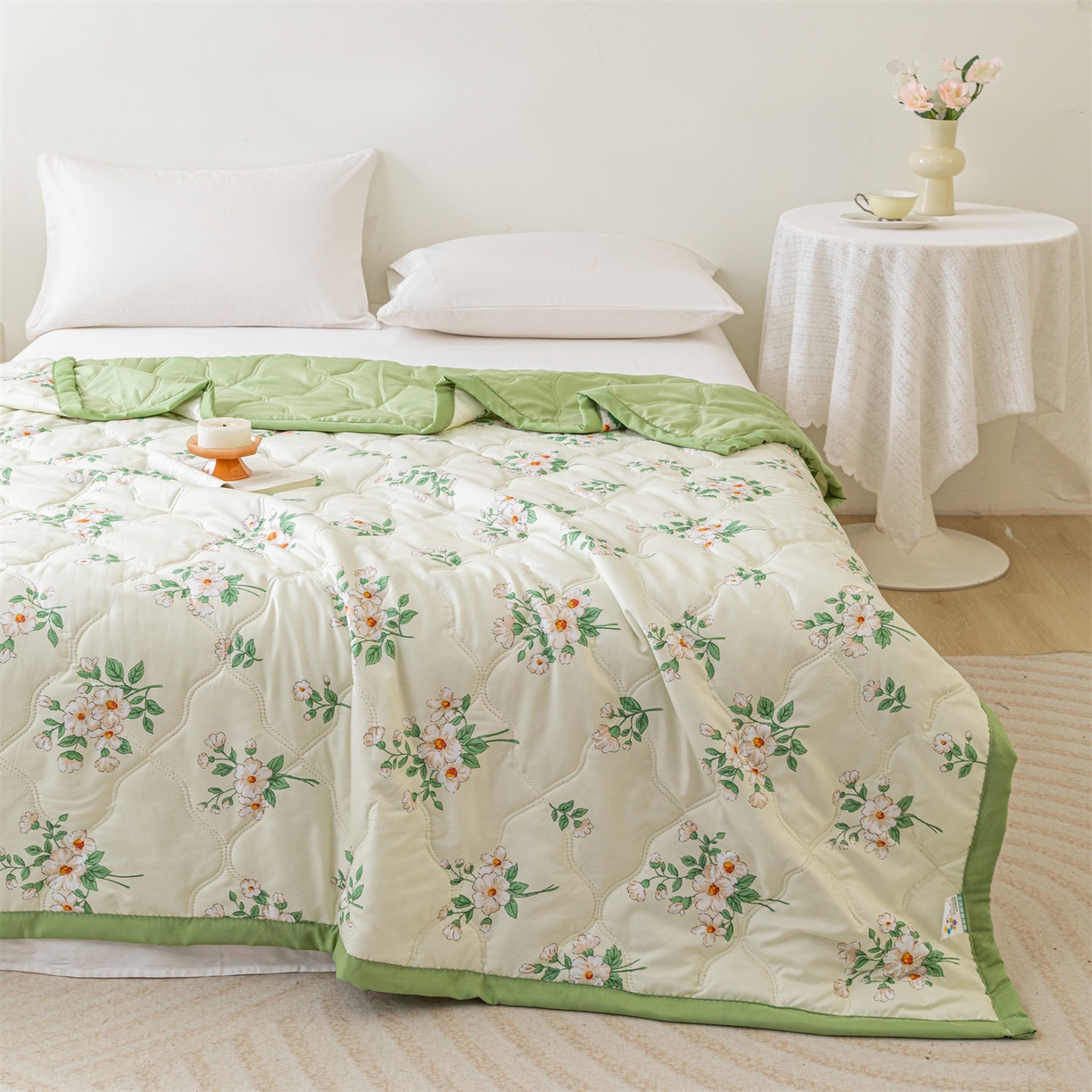 91家纺网 家纺一手货源 找家纺 伊凡 2025新款亲肤磨毛印花夏凉被空调被子薄盖毯被 复古碎花