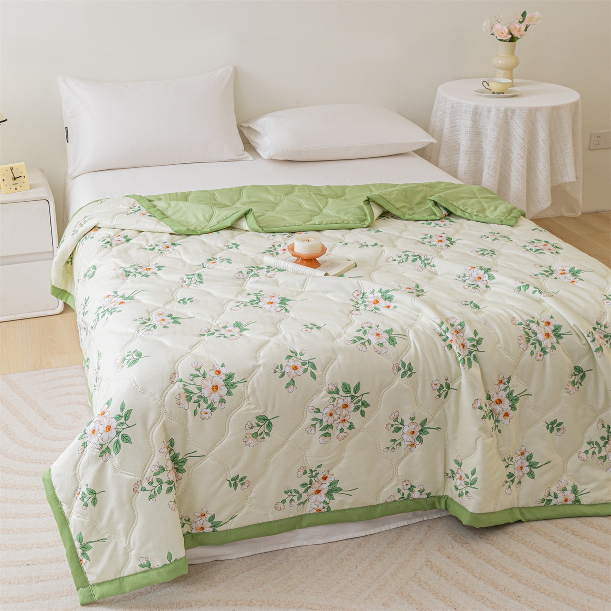 91家纺网 家纺一手货源 找家纺 伊凡 2025新款亲肤磨毛印花夏凉被空调被子薄盖毯被 复古碎花