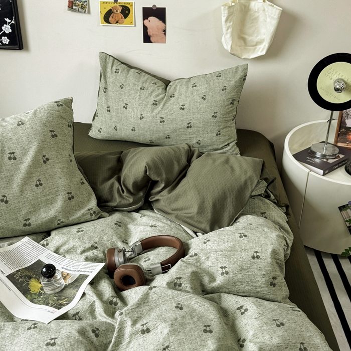 91家纺网 家纺一手货源 找家纺 （总）雅阁尔家纺 2026新款轻奢复古美拉德风泡芙棉四件套水洗棉双层纱床单被套学生宿舍三件套床笠款