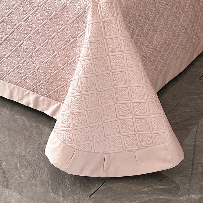 91家纺网 家纺一手货源 找家纺 欧夏家纺 2026新款欧式夏季凉感莱赛尔天丝床盖三件套夹棉床盖床褥直播供货 樱桃紫