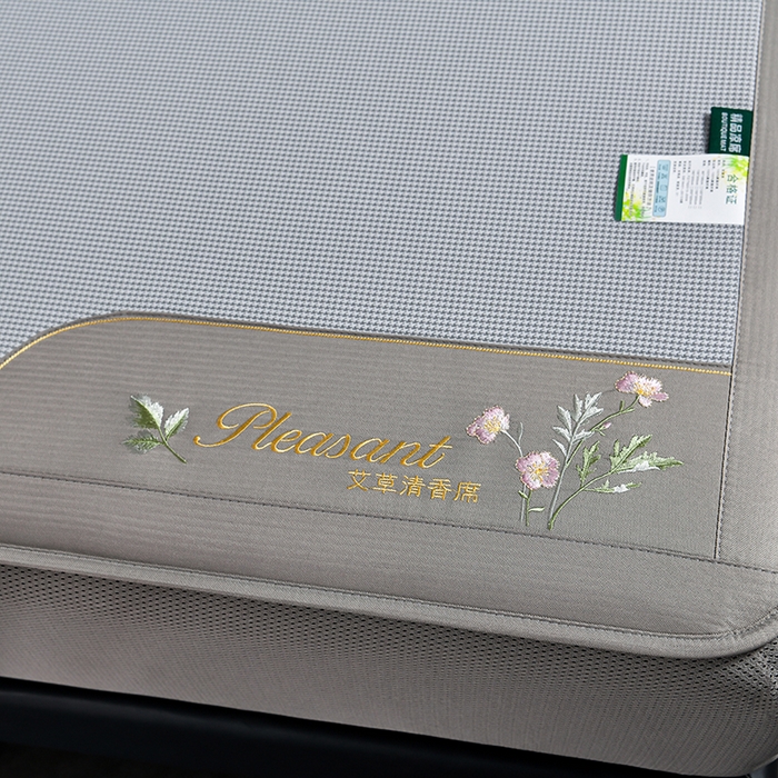 91家纺网 家纺一手货源 找家纺 小牛席业 2026新款艾草清香冰丝席（床笠款）凉席藤席冰藤席冰丝席竹席草席空调席乳胶席豆豆席 艾草清香冰丝席（床笠款）-灰色