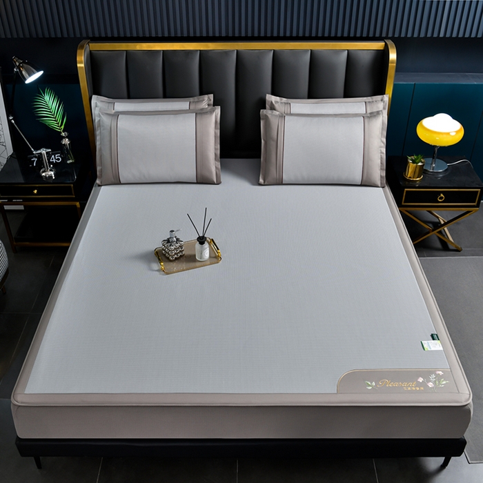 91家纺网 家纺一手货源 找家纺 小牛席业 2026新款艾草清香冰丝席（床笠款）凉席藤席冰藤席冰丝席竹席草席空调席乳胶席豆豆席 艾草清香冰丝席（床笠款）-灰色