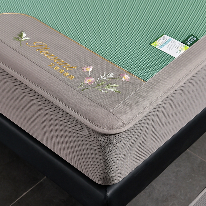 91家纺网 家纺一手货源 找家纺 小牛席业 2026新款艾草清香冰丝席（床笠款）凉席藤席冰藤席冰丝席竹席草席空调席乳胶席豆豆席 艾草清香冰丝席（床笠款）-绿色