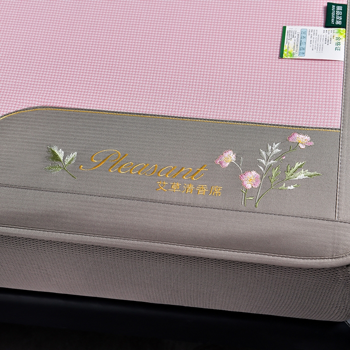 91家纺网 家纺一手货源 找家纺 小牛席业 2026新款艾草清香冰丝席（床笠款）凉席藤席冰藤席冰丝席竹席草席空调席乳胶席豆豆席 艾草清香冰丝席（床笠款）-粉色