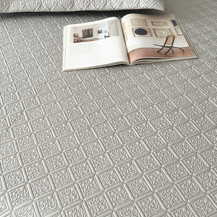 91家纺网 家纺一手货源 找家纺 欧夏家纺 2026新款欧式夏季凉感莱赛尔天丝床盖三件套夹棉床盖床褥直播供货 月光灰