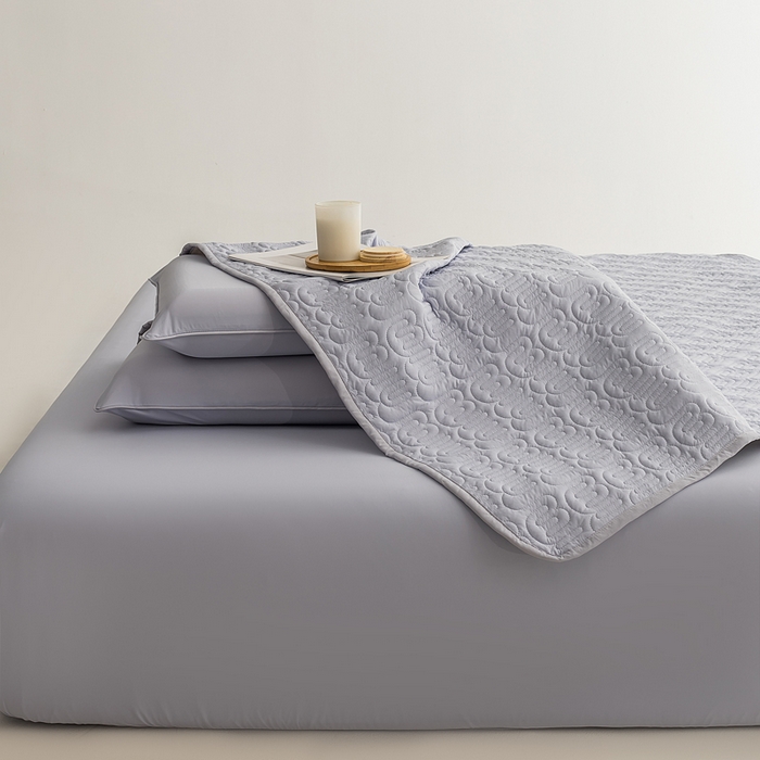 91家纺网 家纺一手货源 找家纺 恩和家纺 2026新款锦氨凉感丝夹棉床护垫 冰美式凉感垫 芦花灰