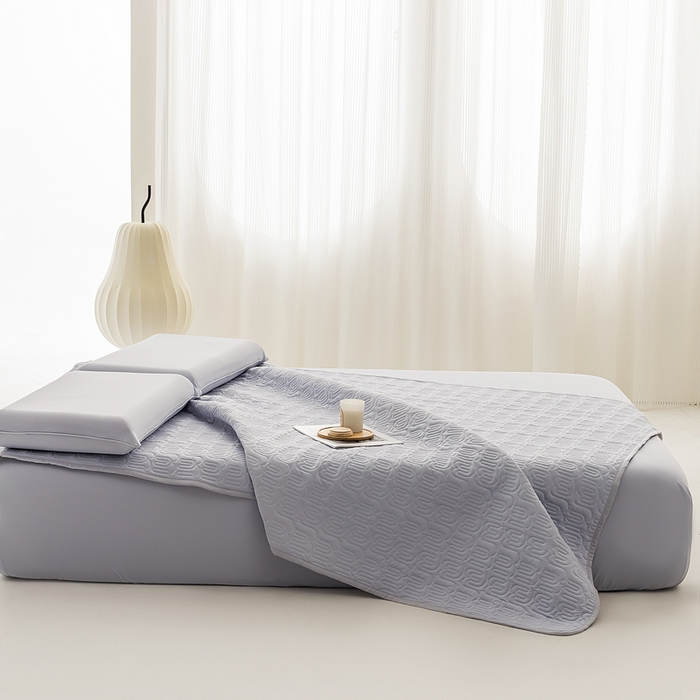 91家纺网 家纺一手货源 找家纺 恩和家纺 2026新款锦氨凉感丝夹棉床护垫 冰美式凉感垫 芦花灰