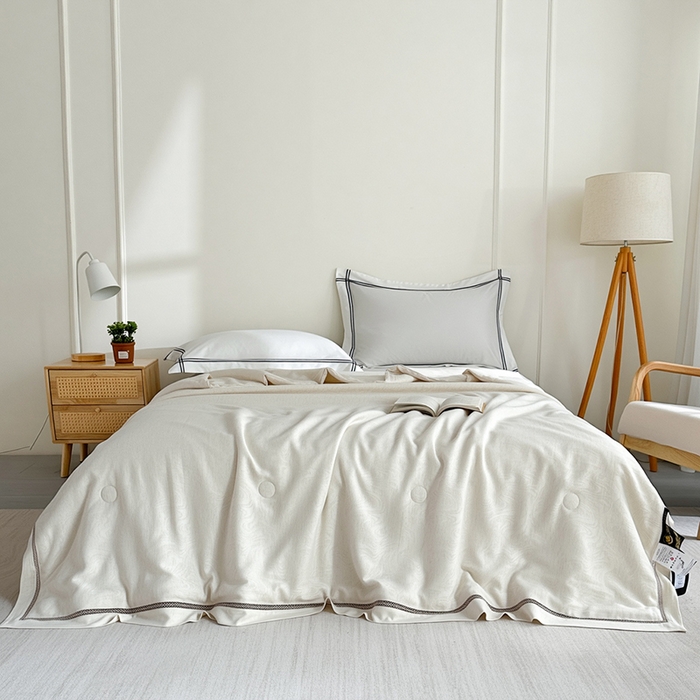 91家纺网 家纺一手货源 找家纺 （总）欧夏家纺 2026新款天丝麻大提花镂空夏被双人夏凉被空调被夏季薄被子直播供货