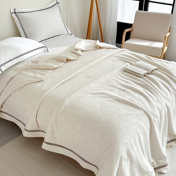 91家纺网 家纺一手货源 找家纺 （总）欧夏家纺 2026新款天丝麻大提花镂空夏被双人夏凉被空调被夏季薄被子直播供货