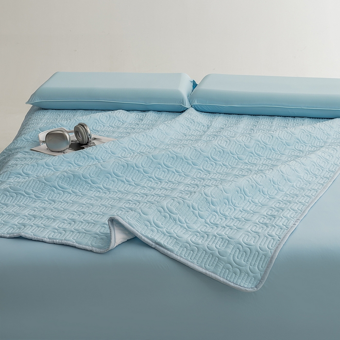 91家纺网 家纺一手货源 找家纺 恩和家纺 2026新款锦氨凉感丝夹棉床护垫 冰美式凉感垫 水花兰