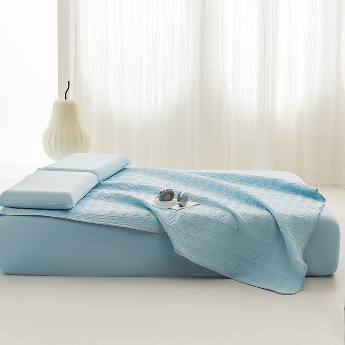 91家纺网 家纺一手货源 找家纺 恩和家纺 2026新款锦氨凉感丝夹棉床护垫 冰美式凉感垫 水花兰