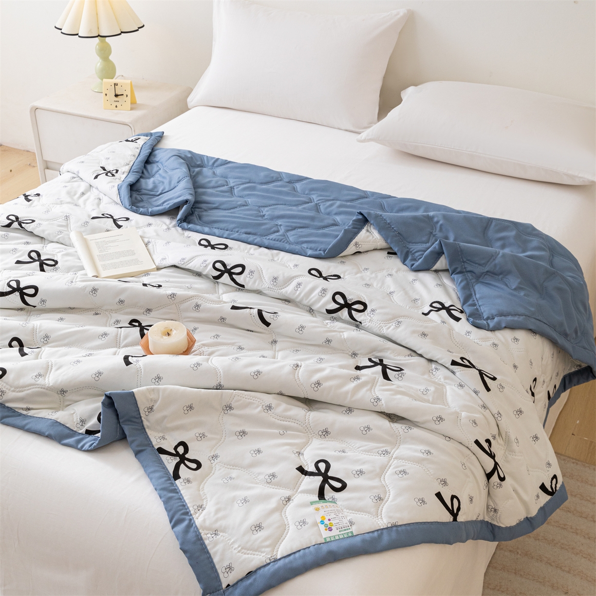 91家纺网 家纺一手货源 找家纺 伊凡 2025新款亲肤磨毛印花夏凉被空调被子薄盖毯被 简约蝴蝶