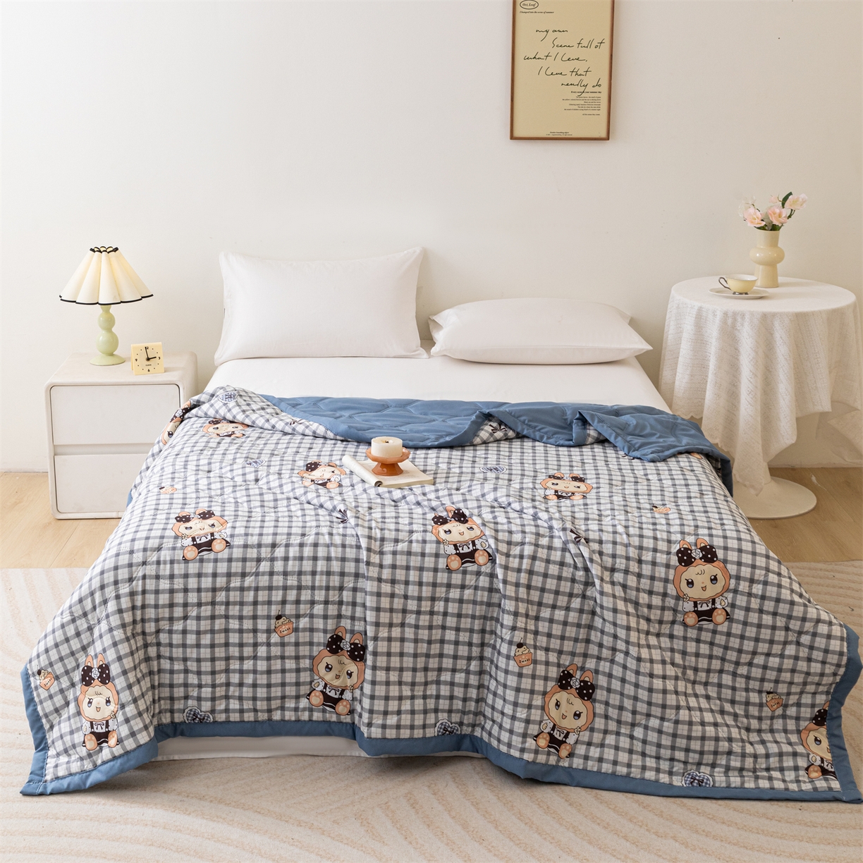 伊凡 2025新款亲肤磨毛印花夏凉被空调被子薄盖毯被 卡通格