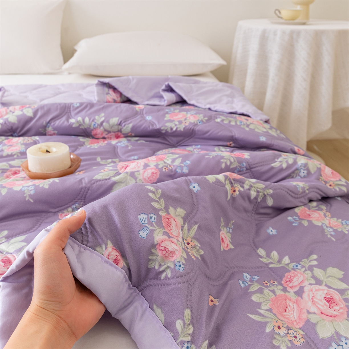 91家纺网 家纺一手货源 找家纺 伊凡 2025新款亲肤磨毛印花夏凉被空调被子薄盖毯被 夏日梦幻