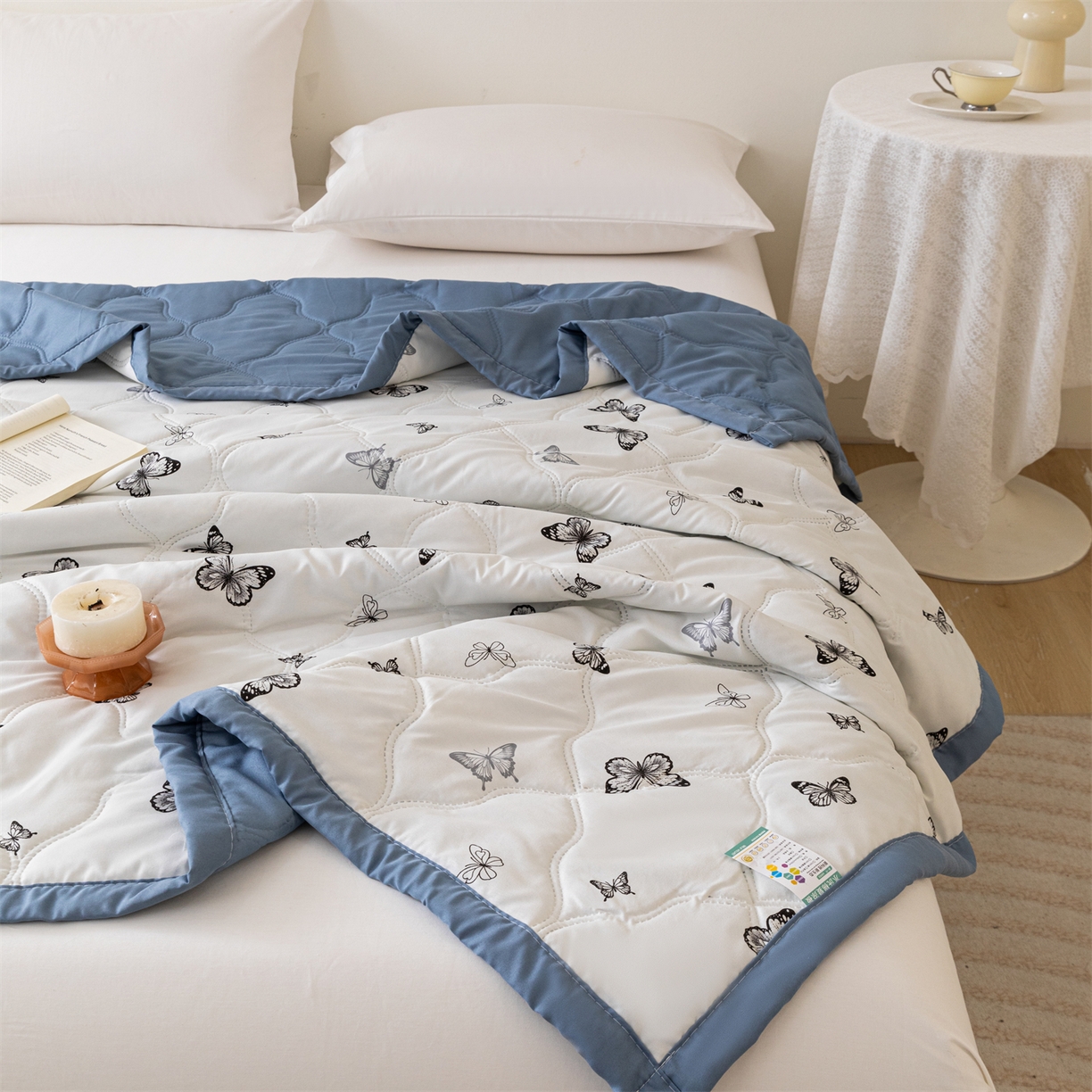 91家纺网 家纺一手货源 找家纺 伊凡 2025新款亲肤磨毛印花夏凉被空调被子薄盖毯被 绚丽蝶韵