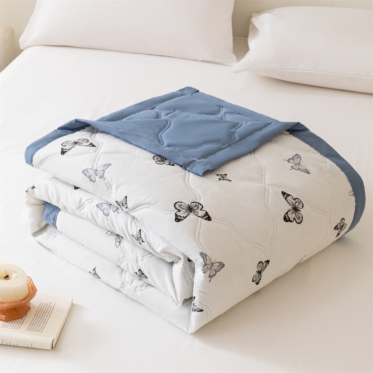 91家纺网 家纺一手货源 找家纺 伊凡 2025新款亲肤磨毛印花夏凉被空调被子薄盖毯被 绚丽蝶韵